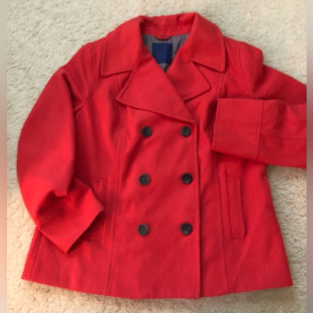 Persimmon colored pea coat